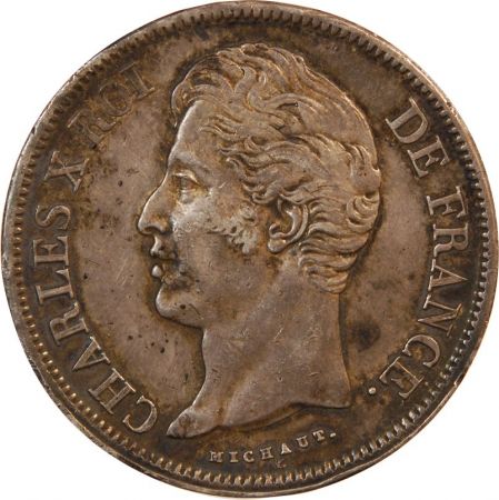 CHARLES X - 5 FRANCS ARGENT 1829 W LILLE 2e Type\ \ 