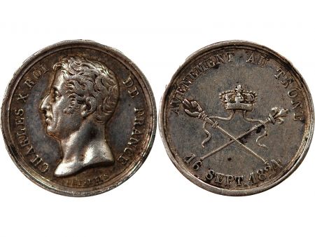 CHARLES X - PETITE MEDAILLE ARGENT 1824