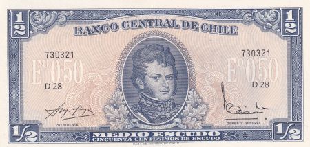 Chili 1/2 Escudo - Bernardo O\'Higgins - ND (1962) - Série D.28 - P.134