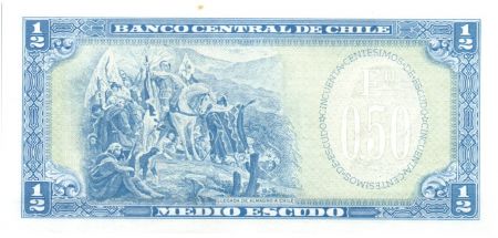 Chili 1/2 Escudo 1962-1975 - Bernardo O\'Higgins, Explorateurs à cheval - E30