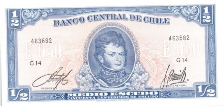 Chili 1/2 Escudo 1962-1975 - Bernardo O\'Higgins, Explorateurs à cheval - G 14
