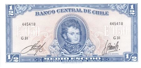 Chili 1/2 Escudo 1962-1975 - Bernardo O\'Higgins, Explorateurs à cheval - G 31