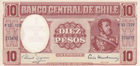 Chili 1 Centesimo de Escudo / 10 Pesos 1960 - M. Bulnes
