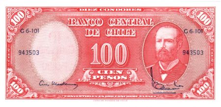 Chili 10 Centesimos/100 Pesos Arturo Prat - Série G6-101 - 1960