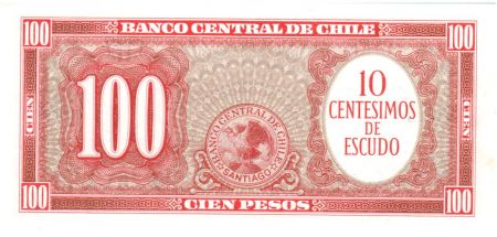 Chili 10 Centesimos/100 Pesos Arturo Prat - Série J-25-101 - 1960