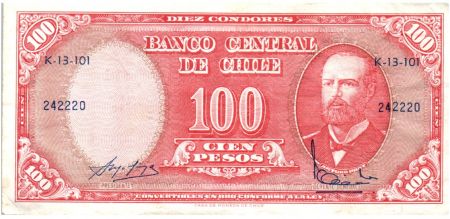 Chili 10 Centesimos/100 Pesos Arturo Prat - Série K-13-101 - 1960