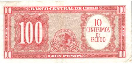 Chili 10 Centesimos/100 Pesos Arturo Prat - Série K-13-101 - 1960