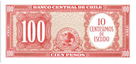 Chili 10 Centesimos/100 Pesos Arturo Prat - Série K-31-101 - 1960
