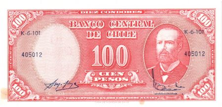 Chili 10 Centesimos/100 Pesos Arturo Prat - Série K-6-101 - 1960