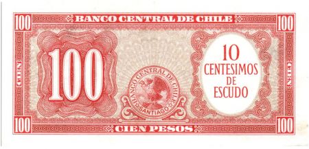 Chili 10 Centesimos/100 Pesos Arturo Prat - Série K-6-101 - 1960