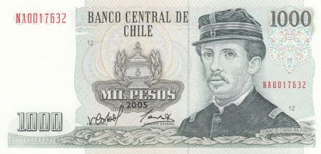 Chili 1000 Pesos 2005 - Ignacio Carrera Pinto, Monument héros chiliens