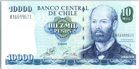 Chili 10000 Pesos Capt Arturo Prat Chacon - 2001