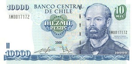 Chili 10000 Pesos Capt Arturo Prat