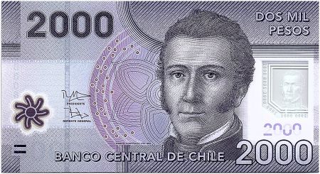 Chili 2000 Pesos Manuel Rodriguez - Réserve de Nalcas - 2012 Polymer - Neuf -P.162b