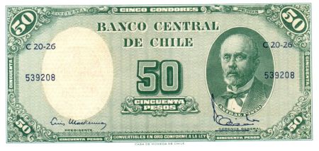 Chili 5 Centesimos de Escudo 1961 / 50 Pesos - Anibal Pinto - Serie C