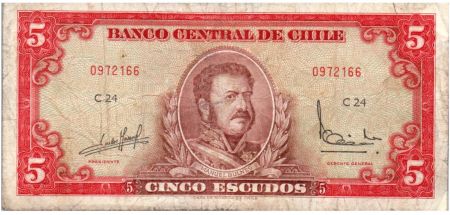 Chili 5 Escudos 1964 - Manuel Bulnes, Bataille de Rancagua - C.24