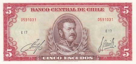 Chili 5 Escudos 1964 - Manuel Bulnes, Bataille de Rancagua