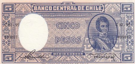 Chili 5 Pesos - 1958-59 - B. O\'Higgins