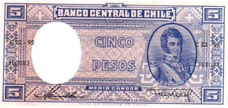 Chili 5 Pesos (1/2 Condor) - 1958-1959 - B. O\'Higgins - E 83