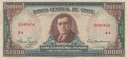 Chili 50 Escudos / 500.000 Pesos -  A. Alessandri - Série A.4 - P.133 - TB+