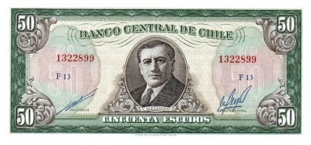 Chili 50 Escudos 1962-1975 - A. Alessandri, bâtiment banque centrale - F.13