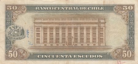 Chili 50 Escudos 1970 - A. Alessandri, bâtiment banque centrale