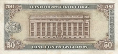 Chili 50 Escudos 1970 - A. Alessandri, bâtiment banque centrale