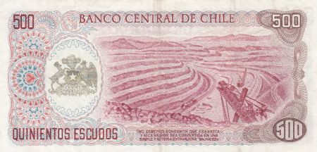 Chili 500 Escudos 1971 - Travailleur, nationalisation mines de cuivre