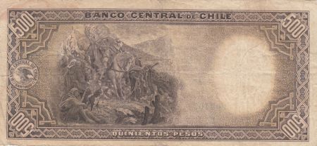 Chili 500 Pesos -  M. Montt 1945 Série J - P.106 - SUP