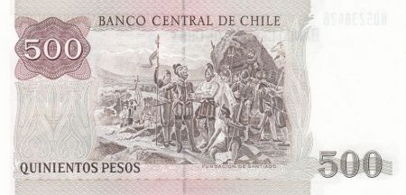 Chili 500 Pesos -  Pedro de Valdivia - Foundation de Santiago - 2000 - Neuf - P.53