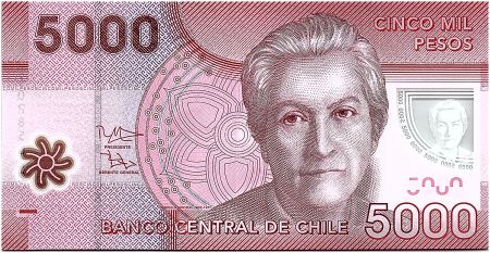 Chili 5000 Pesos Gabriela Mistral - Prix Nobel 1945 - 2014 - Neuf - P.163e