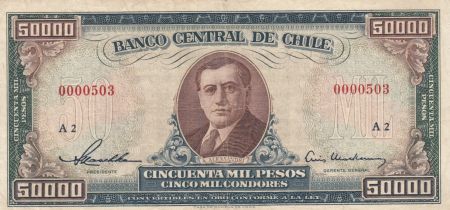 Chili 50000 Pesos -  A. Alessandri - 1958-1959 -  Série A.2 - P.123 - TB+