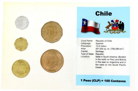 Chili Blister 5 monnaies CHILI (1 à 100 pesos)