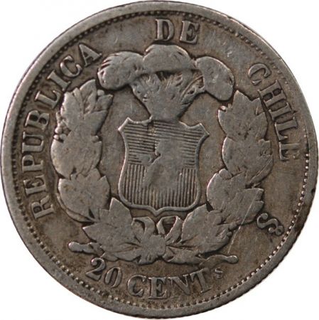Chili CHILI - 20 CENTAVOS ARGENT 1865 So