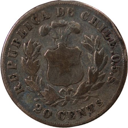 Chili CHILI - 20 CENTAVOS ARGENT 1892 So