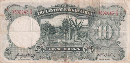 Chine 10 Yuan - Sun Yat -Sen - 1936 -  Série X - TB+ - P.214a