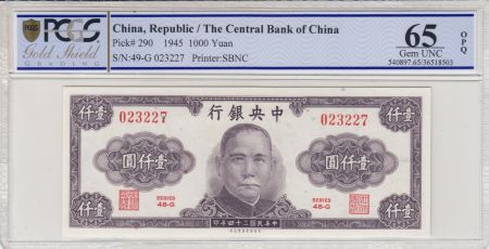 Chine 1000 Yuan  - Sys - 1945 - PCGS 65OPQ