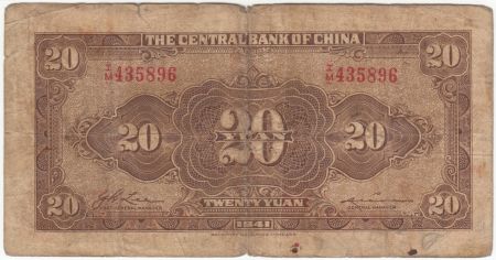 Chine 20 Yuan, Port. SYS - 1941