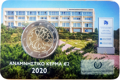 Chypre 2 Euros Commémo. BU Chypre 2020 (Coincard) - 30 ans Institut de Neurologie et de génétique de Chypre