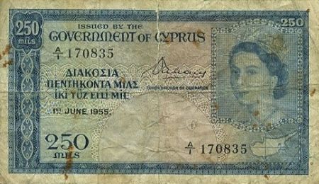 Chypre 250 Mils Elisabeth II