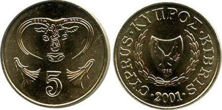Chypre 5 Cent Taureau 2001