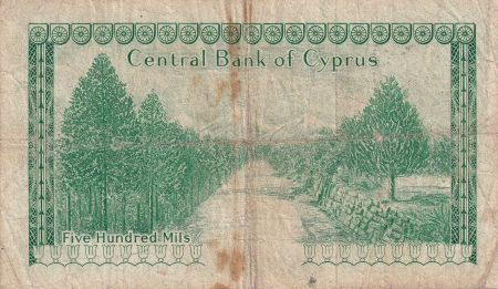 Chypre 500 Mils - Armoiries - Montagnes - 1973 - Série H.28 - P.42b