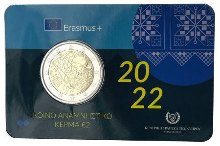 Chypre Pièce 2 Euros Commémo. BU Coincard CHYPRE 2022 - 35 ans du Programme ERASMUS