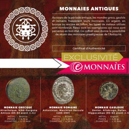 Coffret ANTIQUITÉ - comprenant 3 monnaies - Exclusif Emmonaies