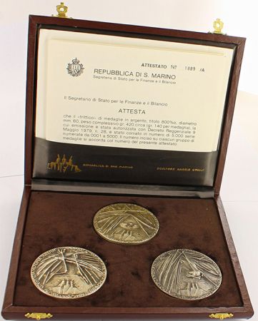 Coffret de 3 médailles de 1979 - Conférence mondiale du FAO - Argent - avec certificat et coffret