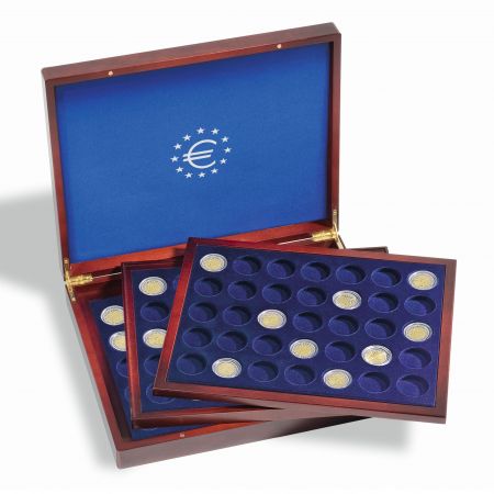 Coffret Numismatique VOLTERRA TRIO de luxe  pour chacun 35 pièces de 2  sous capsules