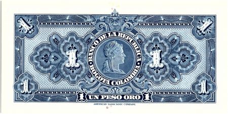 Colombie 1 Peso Oro, Gal Santander - Simon Bolivar - 1954