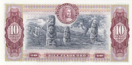 Colombie 10 Pesos de Oro de Oro, A. Narino, condor - Site archéologique - 1980