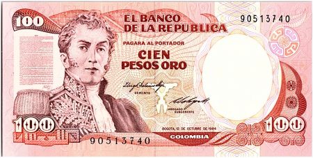 Colombie 100 Pesos Oro, Gal A Narino - 1984