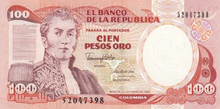 Colombie 100 Pesos Oro, Gal A Narino - 1990